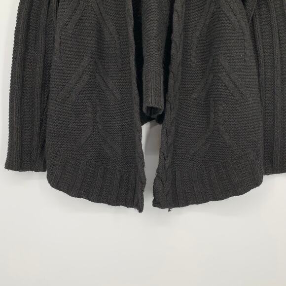 360 Sweater Open Front Braided Cable Knit Merino Wool Cardigan Sweater, Gray, M - Picture 3 of 7